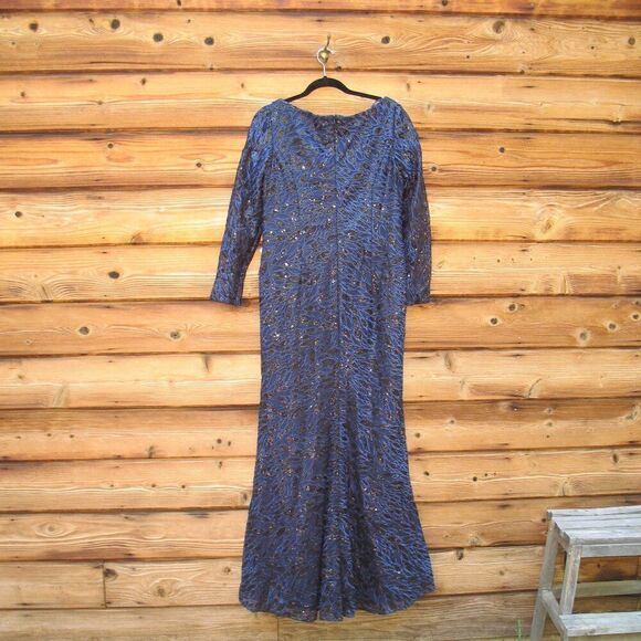 Mac Duggal 12412 Womens LONG SLEEVE RUCHED SEQUINED V-NECK GOWN Dress - Picture 10 of 15